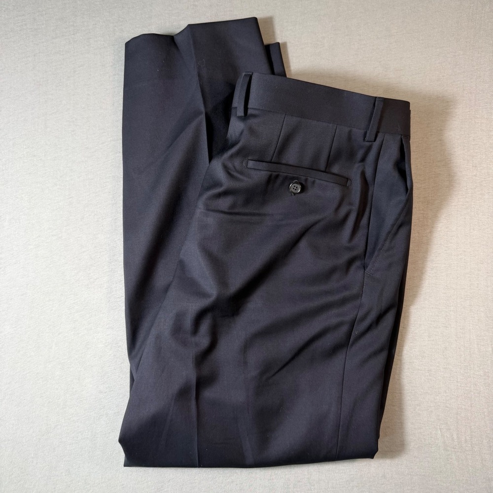 Hugo Boss James Brown US Navy Blue Virgin Wool Dress Pants Mens 38R 50123867
